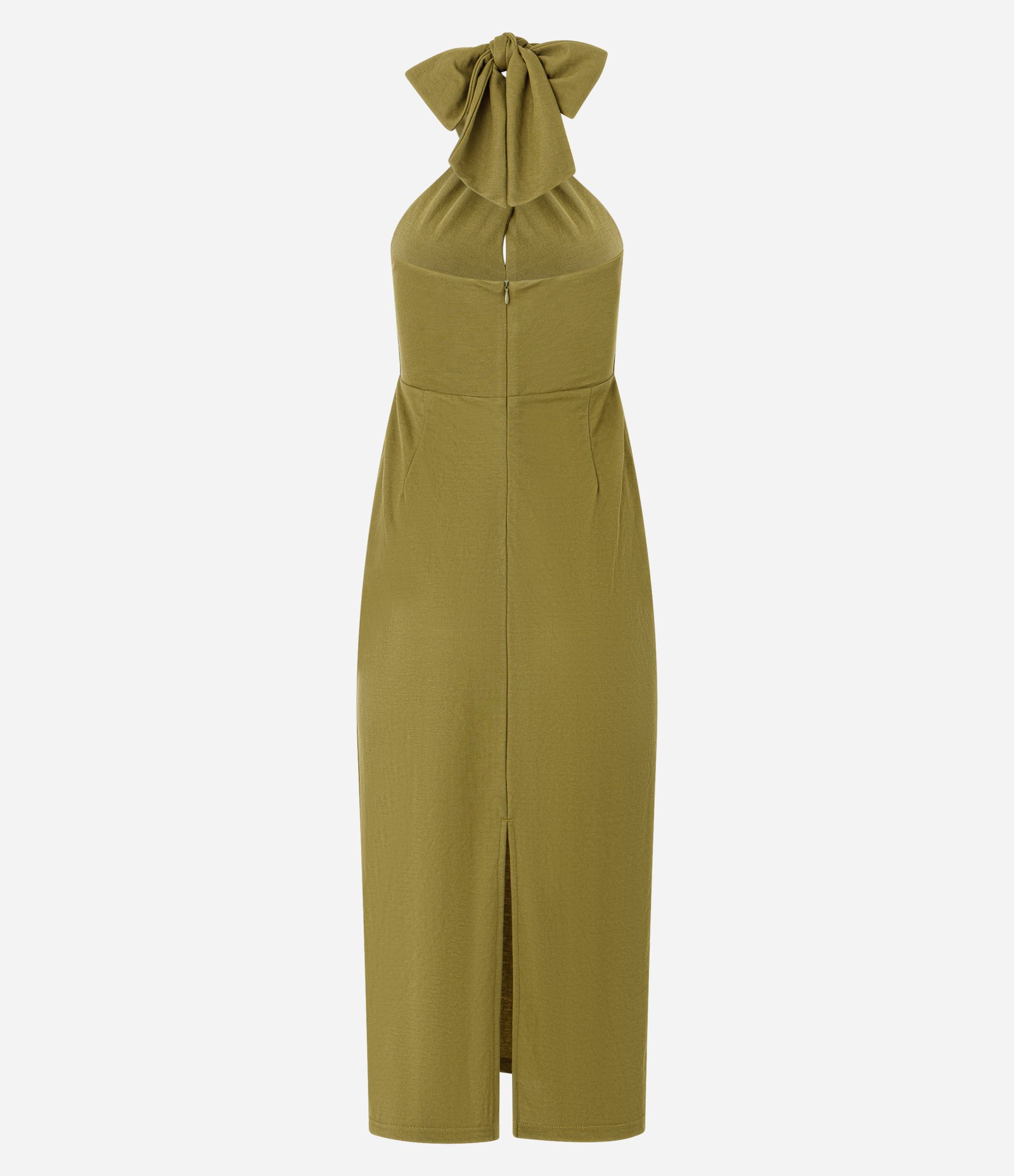 Vestido New Midi em Malha Piquet com Amarração no Pescoço Verde 8