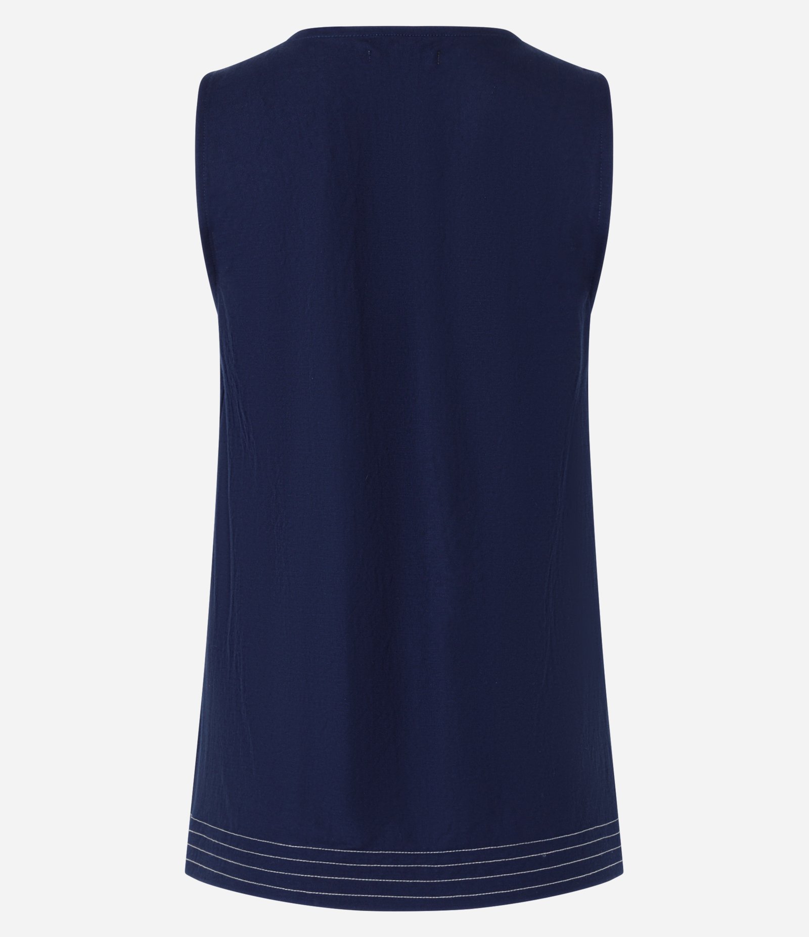 Blusa em Piquet com Decote V e Pespontos na Barra Azul 6