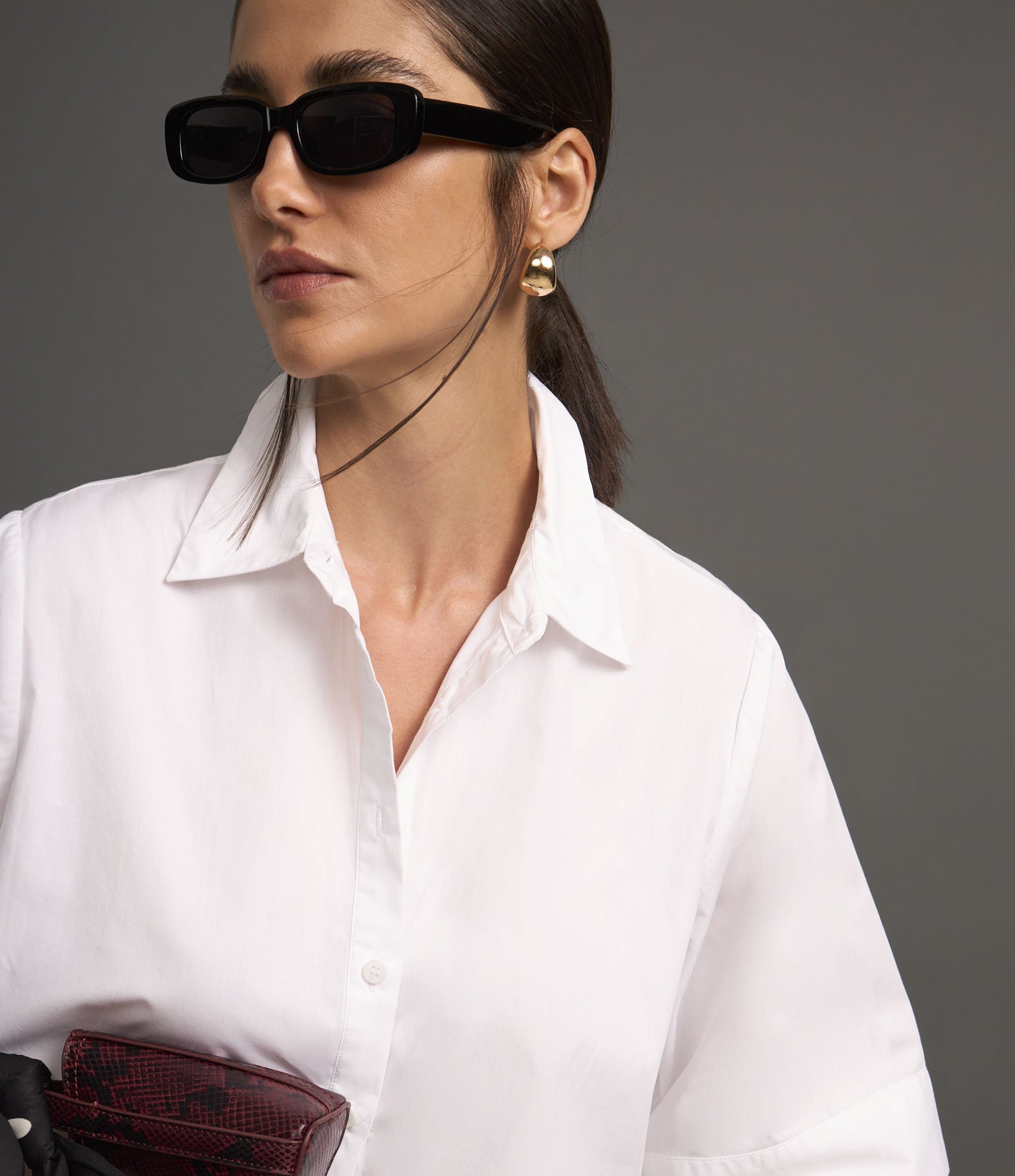 Camisa Cropped em Tricoline Branco 3