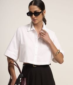 Camisa Cropped em Tricoline