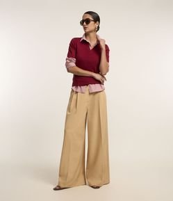 Calça Pantalona Alfaiataria com Pregas Frontais