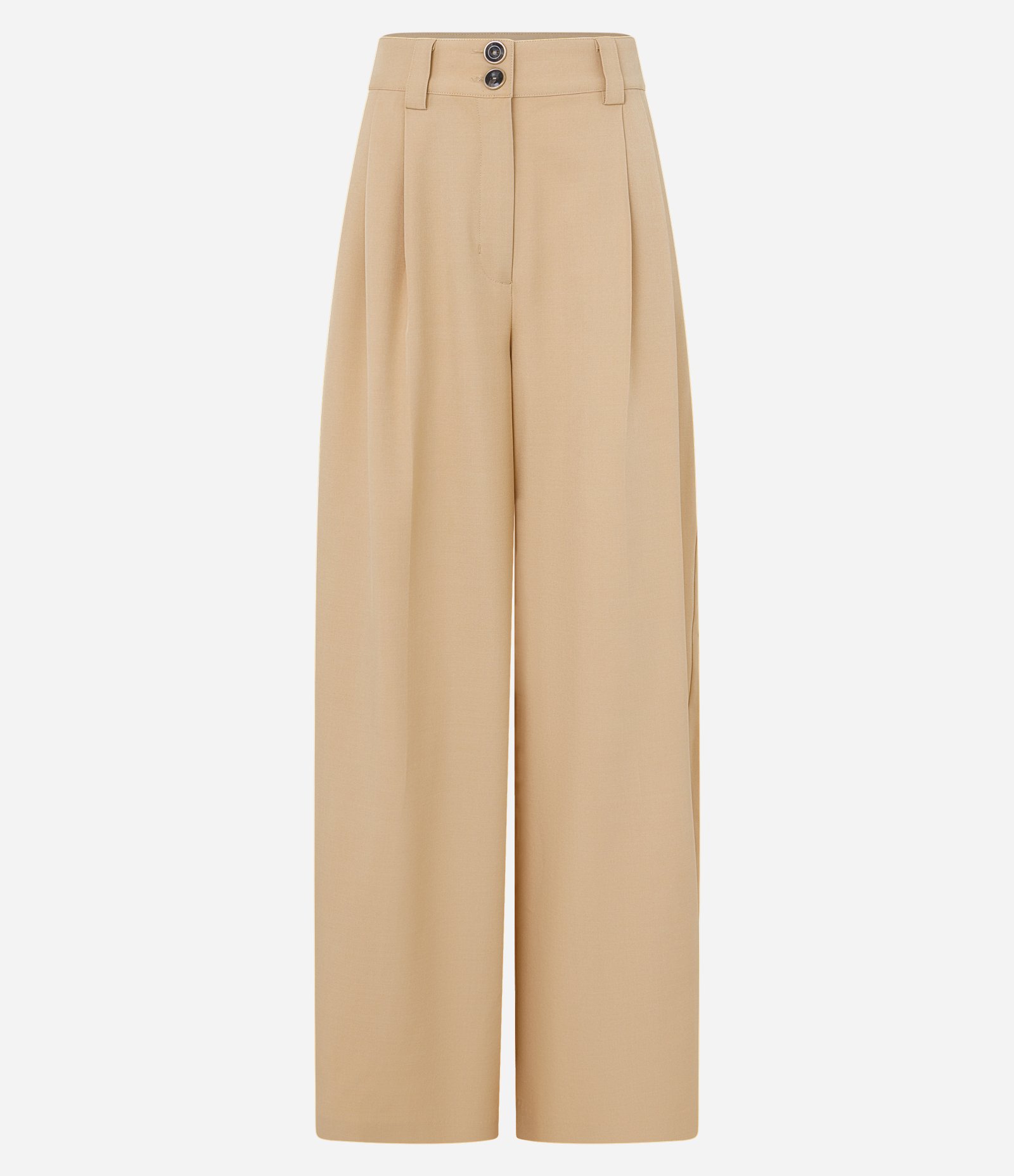 Calça Pantalona Alfaiataria com Pregas Frontais Bege 5