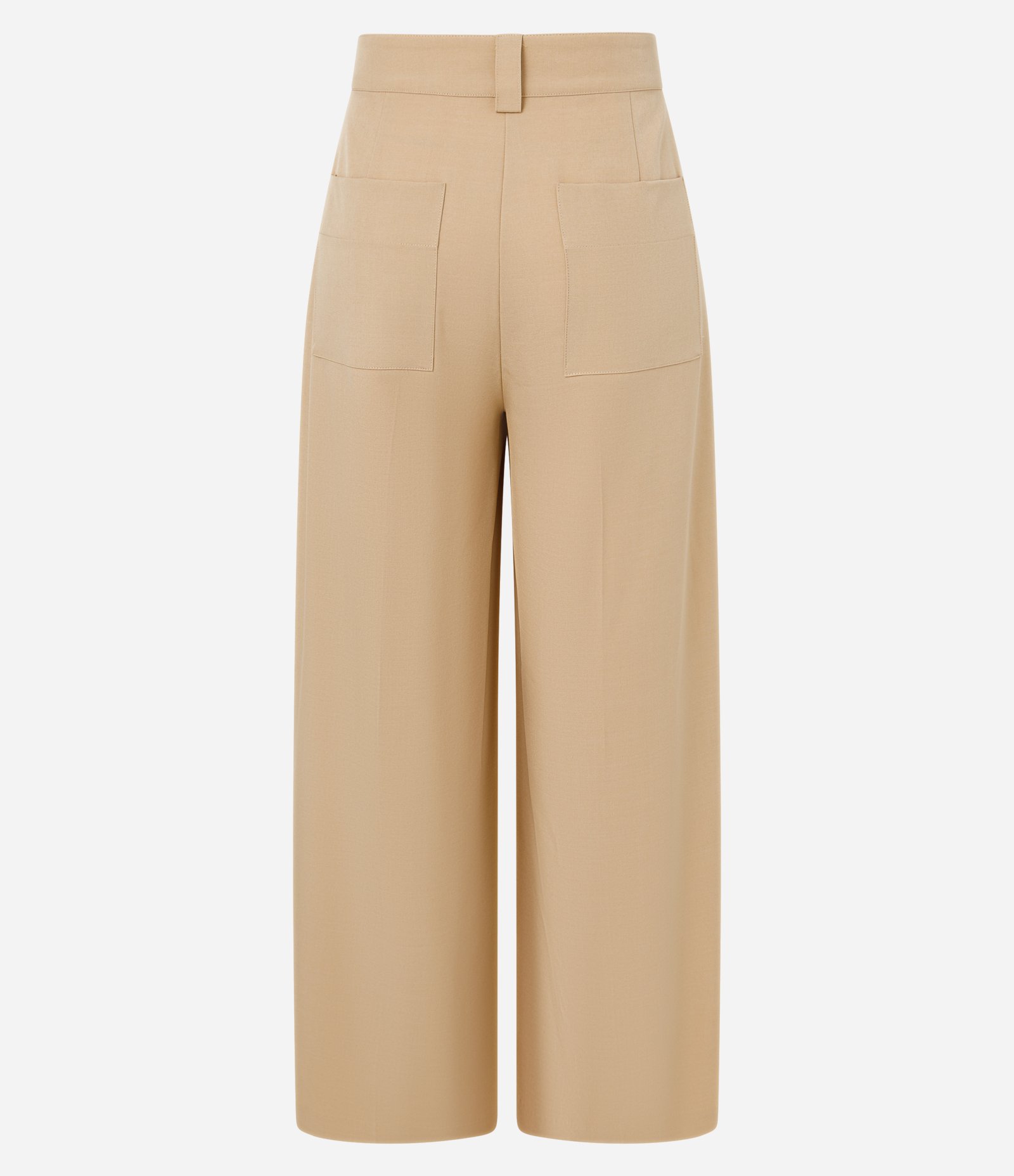 Calça Pantalona Alfaiataria com Pregas Frontais Bege 6
