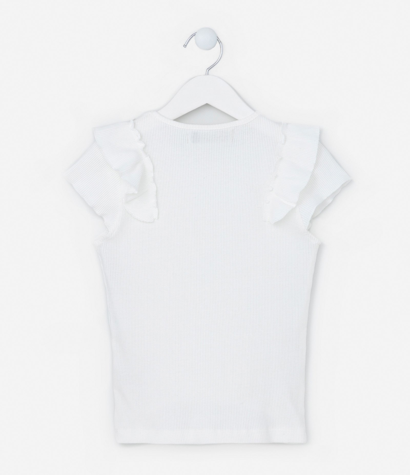 Blusa Infantil em Ribana com Babadinhos - Tam 5 a 14  Anos Branco Neve 2