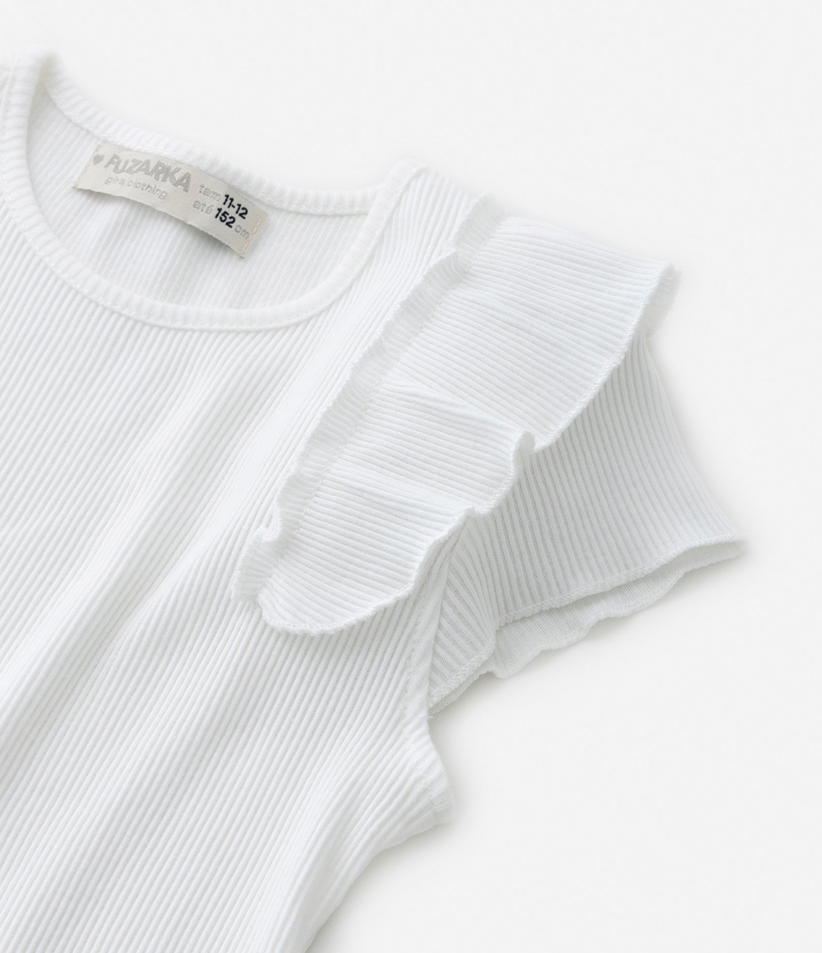 Blusa Infantil em Ribana com Babadinhos - Tam 5 a 14  Anos Branco Neve 4