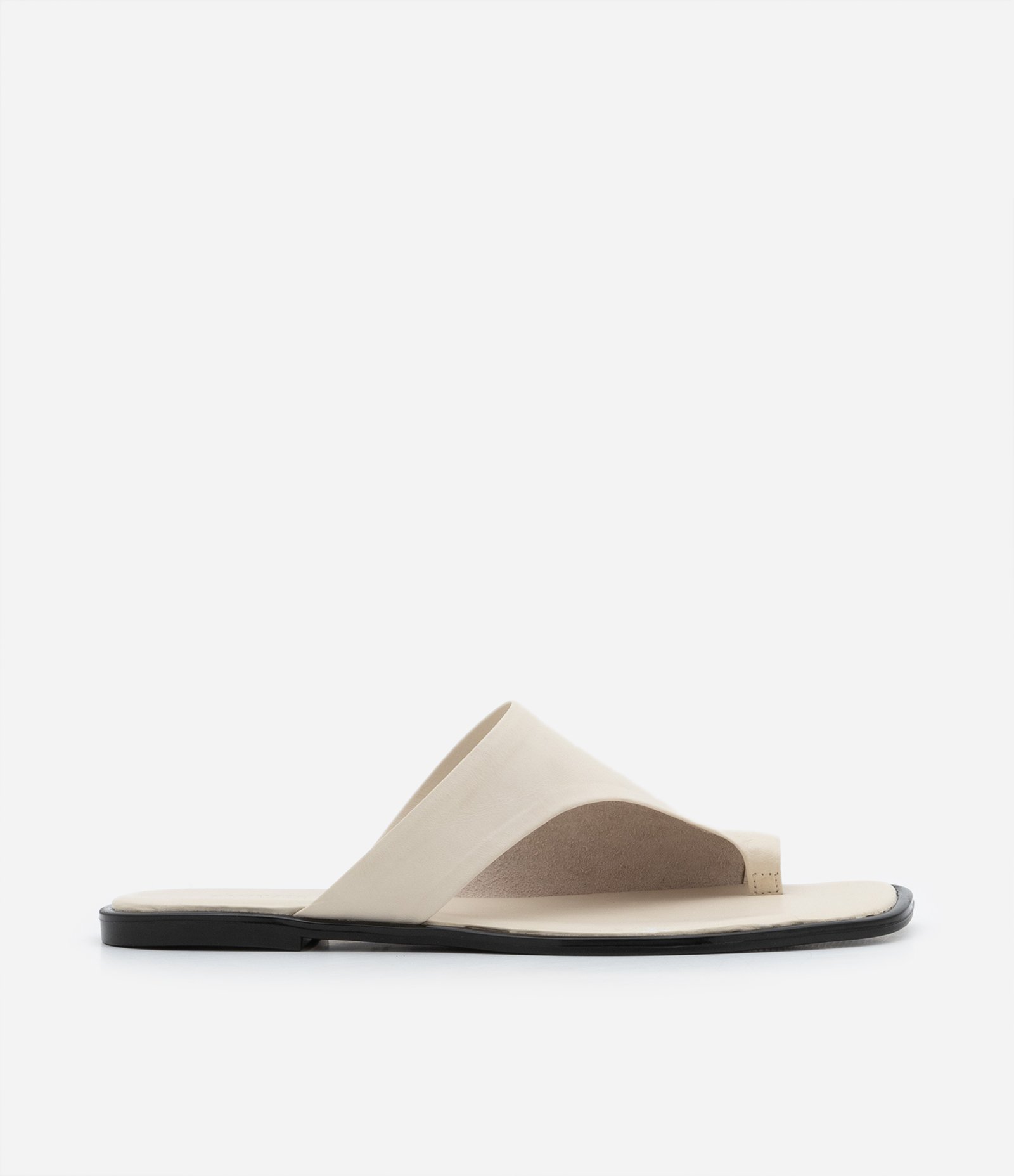 Sandália Rasteirinha Mule em Couro com Cabedal Largo Off White 1