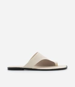 Sandália Rasteirinha Mule em Couro com Cabedal Largo