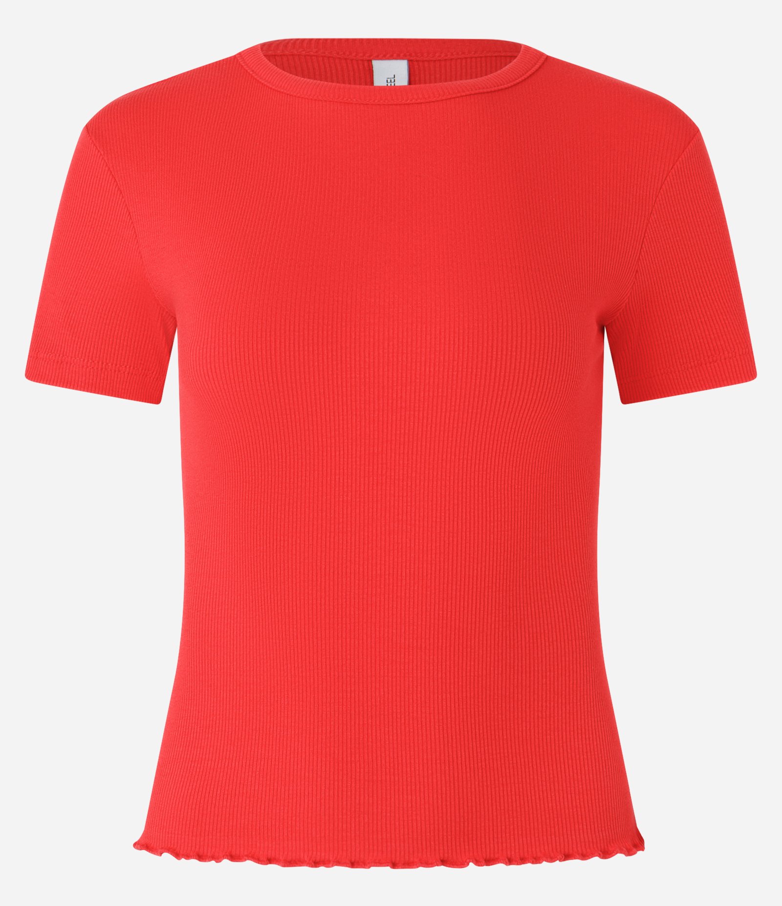 Blusa Básica Texturizada em Viscose com Acabamento Frufru Vermelho 1