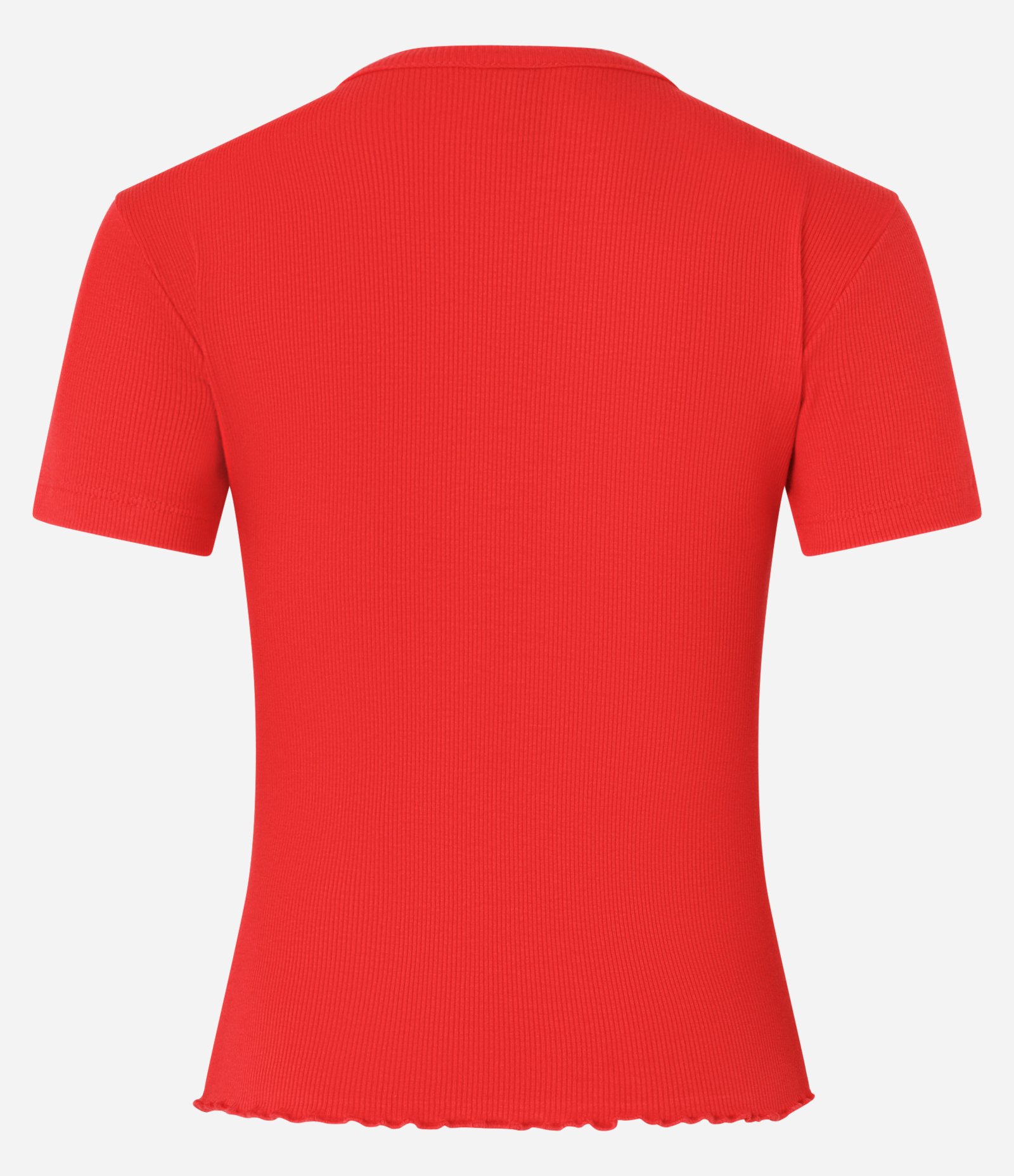 Blusa Básica Texturizada em Viscose com Acabamento Frufru Vermelho 3