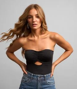 Body Jersey Tomara que Caia com Franzidinho com Bojo Removível