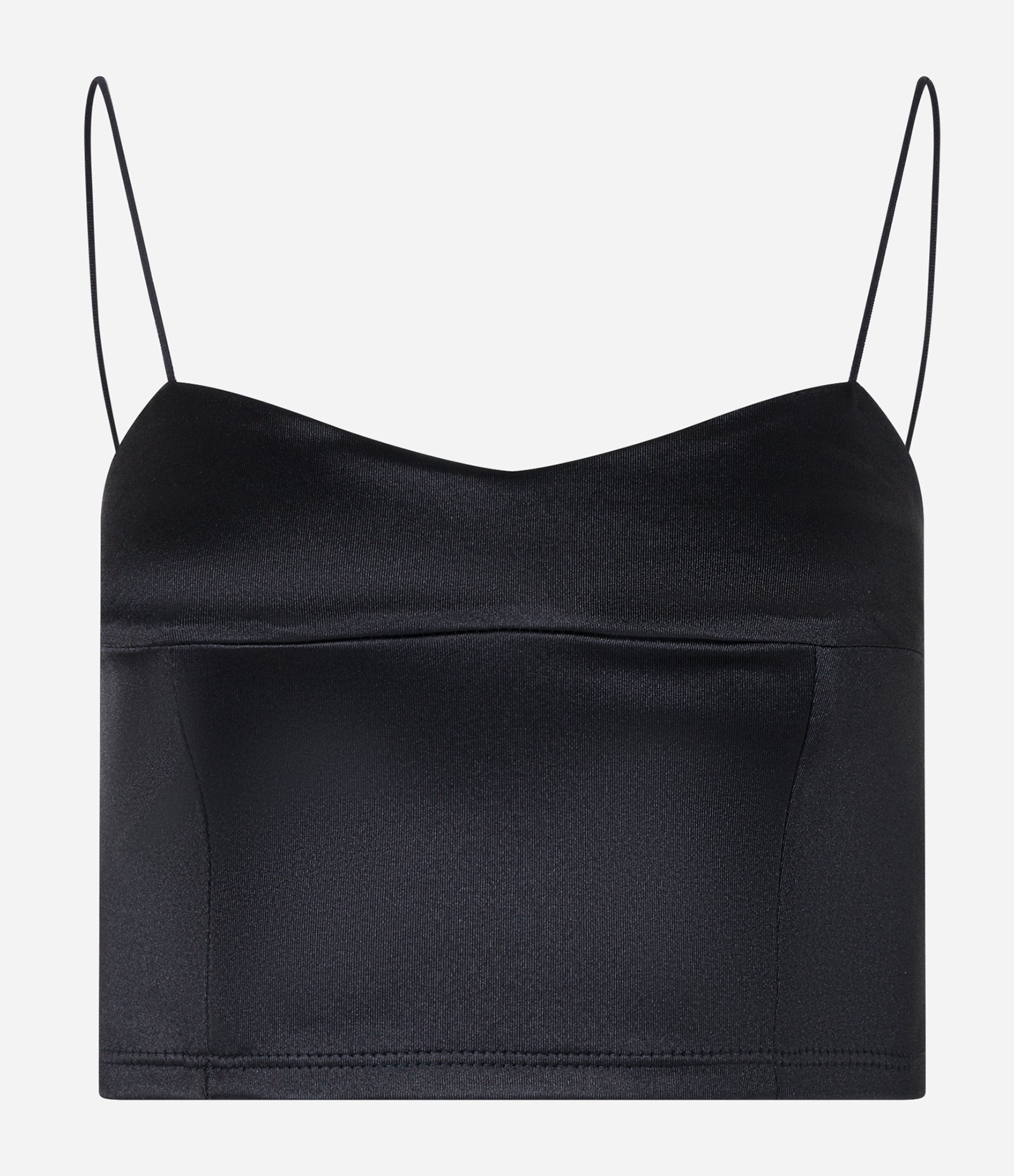 Blusa Cropped de Alcinha Fina e Recortes Preto 5