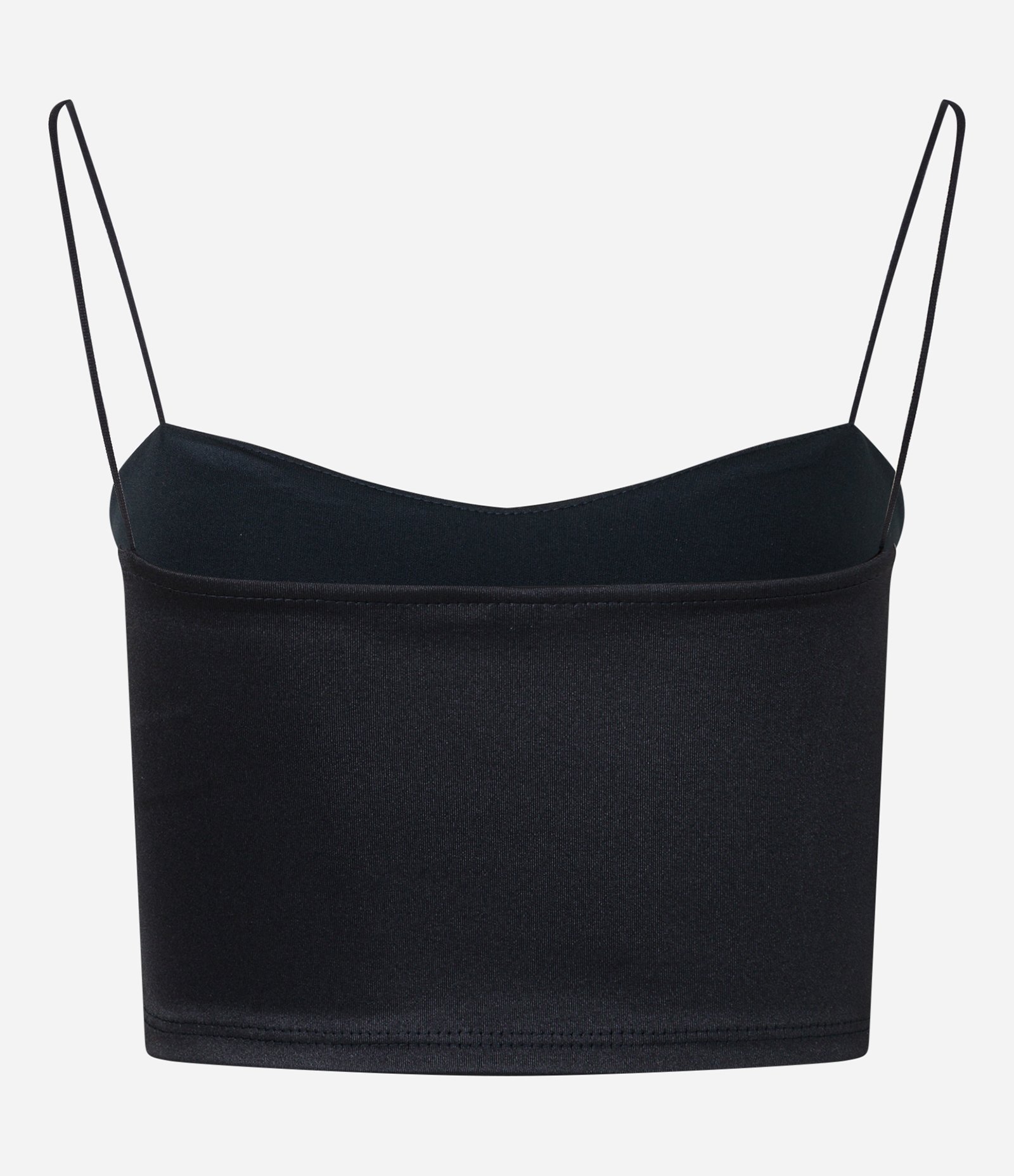 Blusa Cropped de Alcinha Fina e Recortes Preto 6