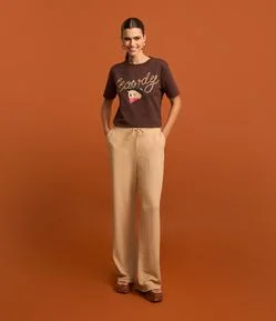 Calça Texturizada com Amarração no Cós e Bolsos