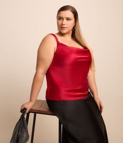 Regata Acetinada com Decote Degagê Curve & Plus Size