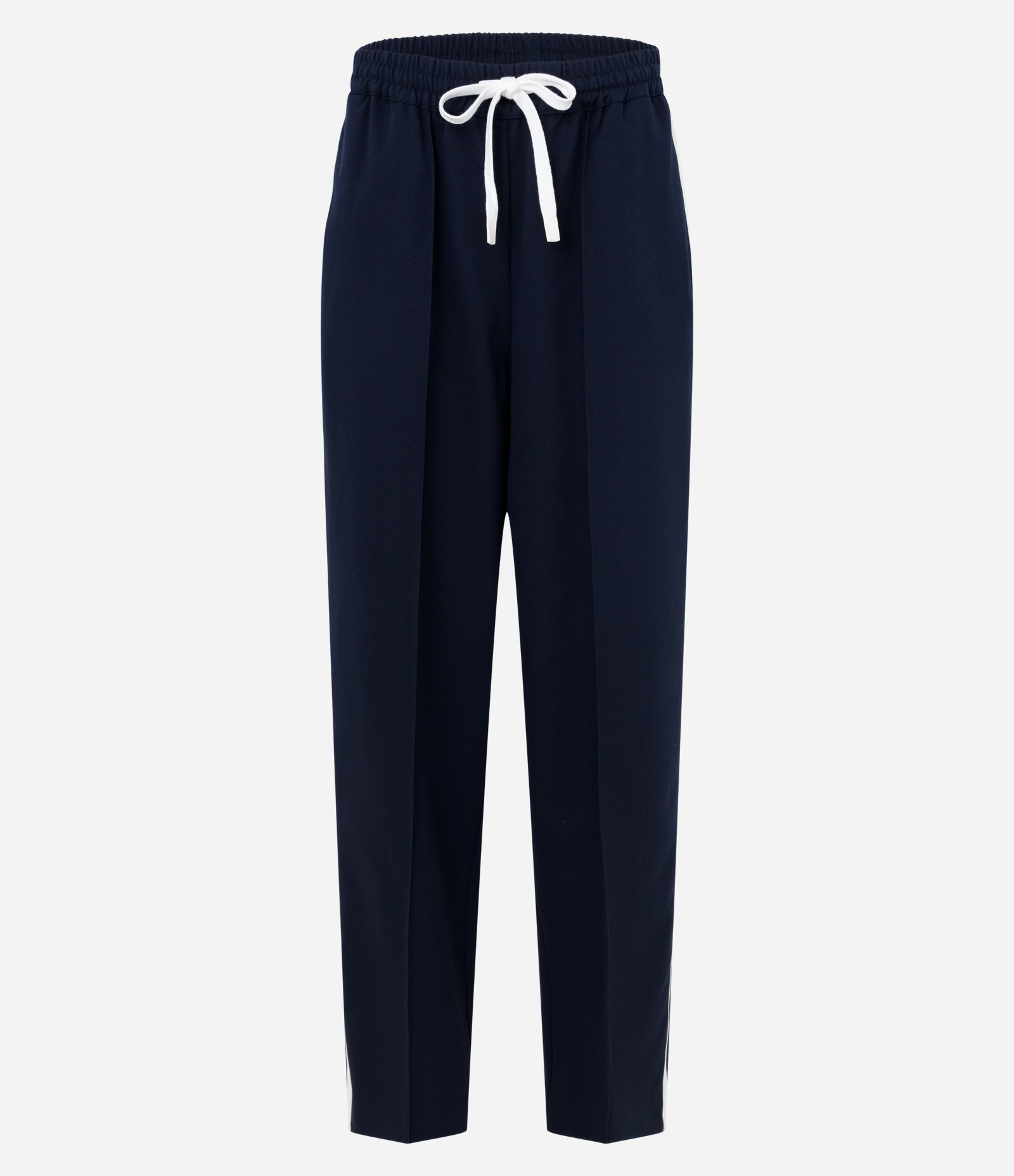 Calça Reta com Elástico no Cós e Listras Contrastante Azul 6