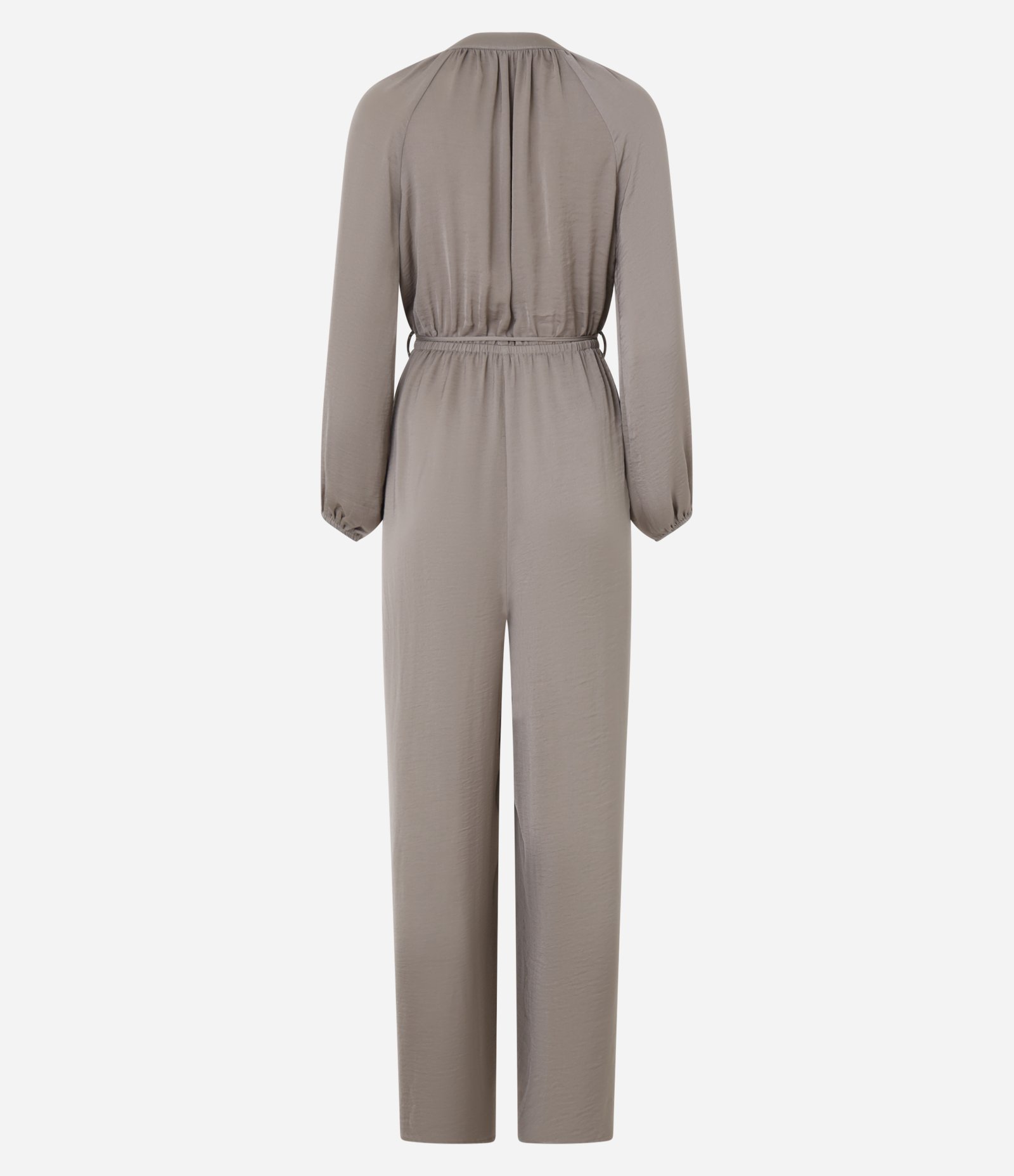 Macacão Acetinado Manga Longa em Microfibra Marrom 7