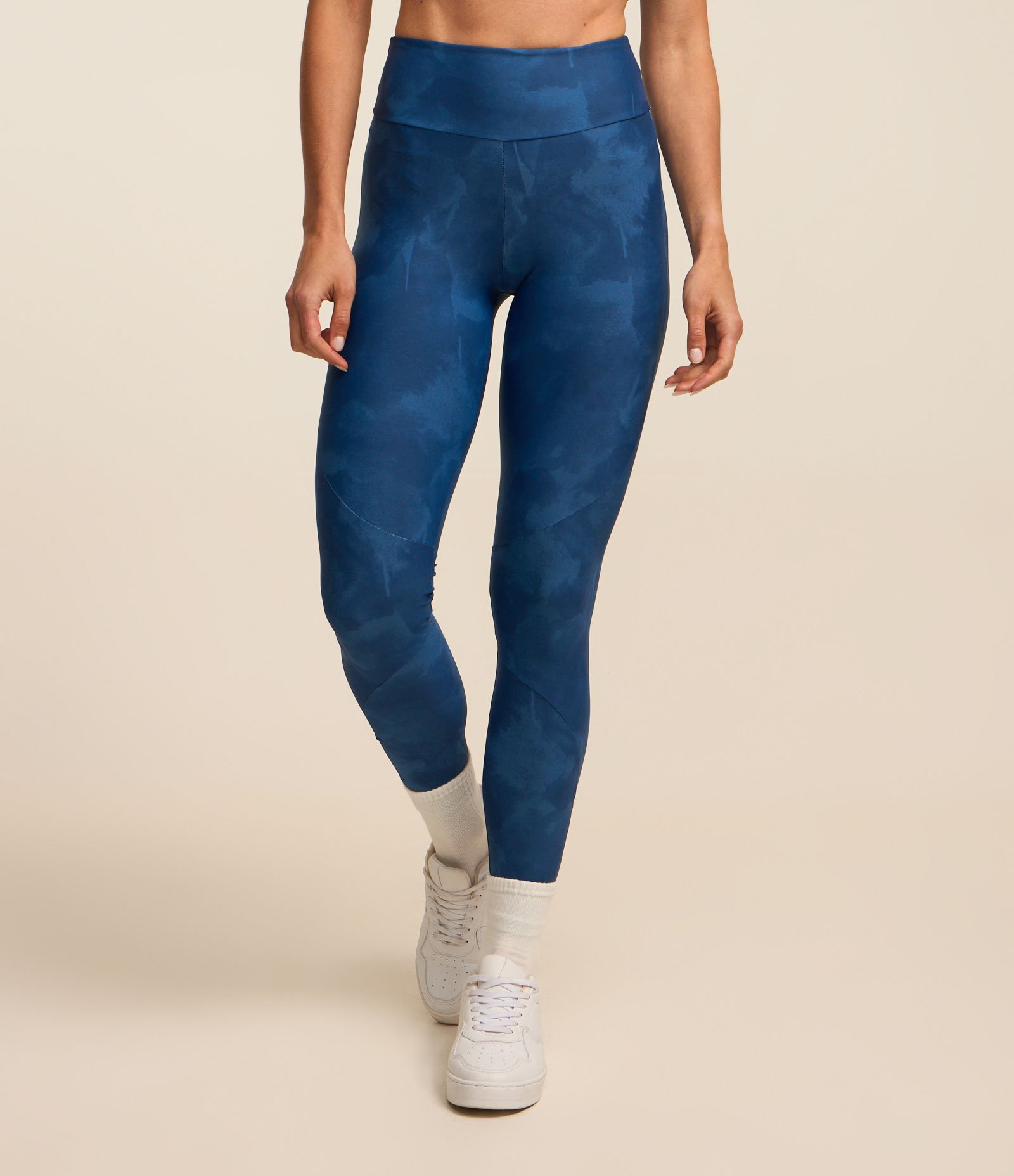 Calça Legging Esportiva em Poliamida com Efeito Marmorizado Azul 2