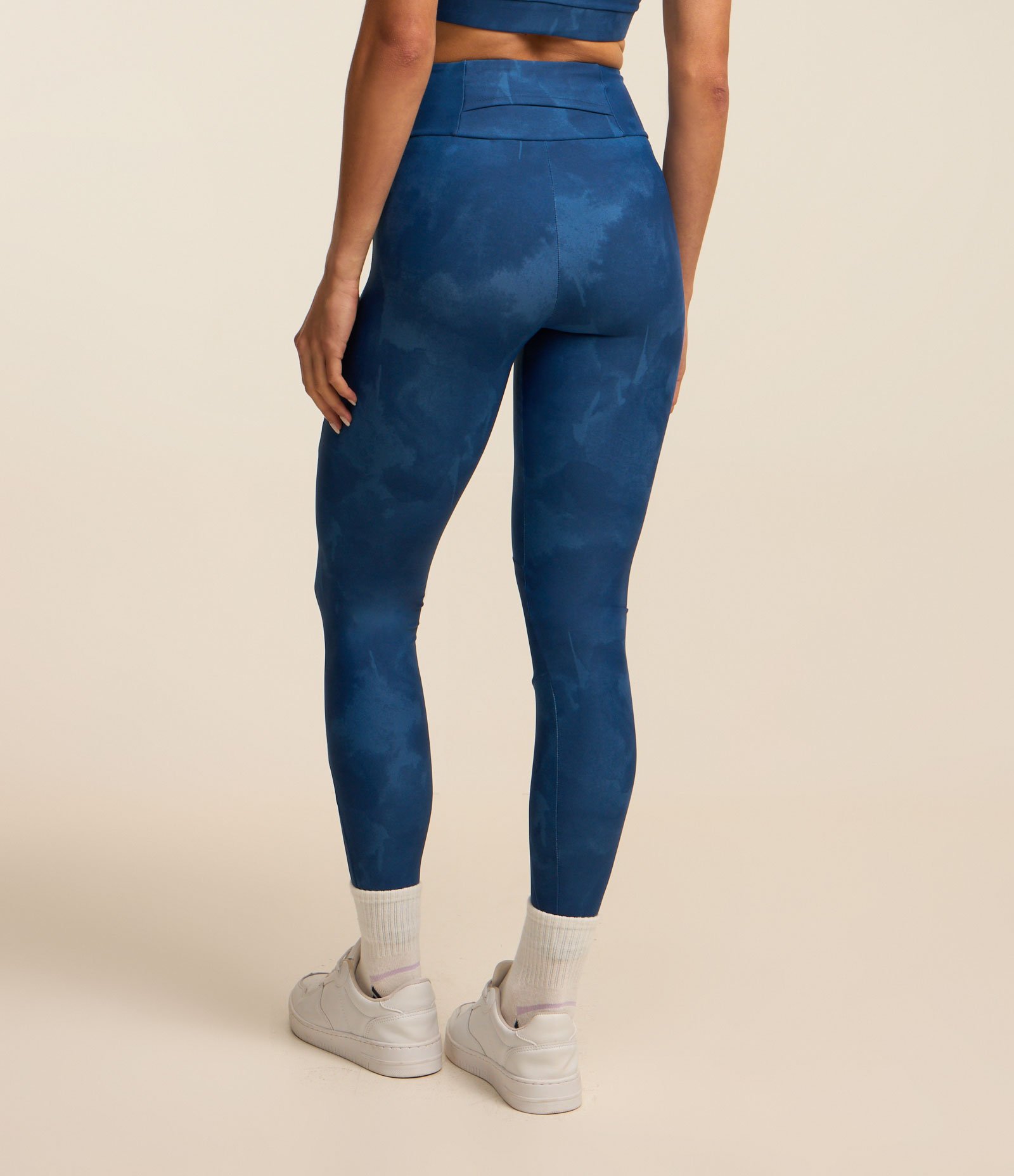 Calça Legging Esportiva em Poliamida com Efeito Marmorizado Azul 3