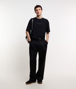 Calça Baggy em Sarja Alfaiatada com Detalhes