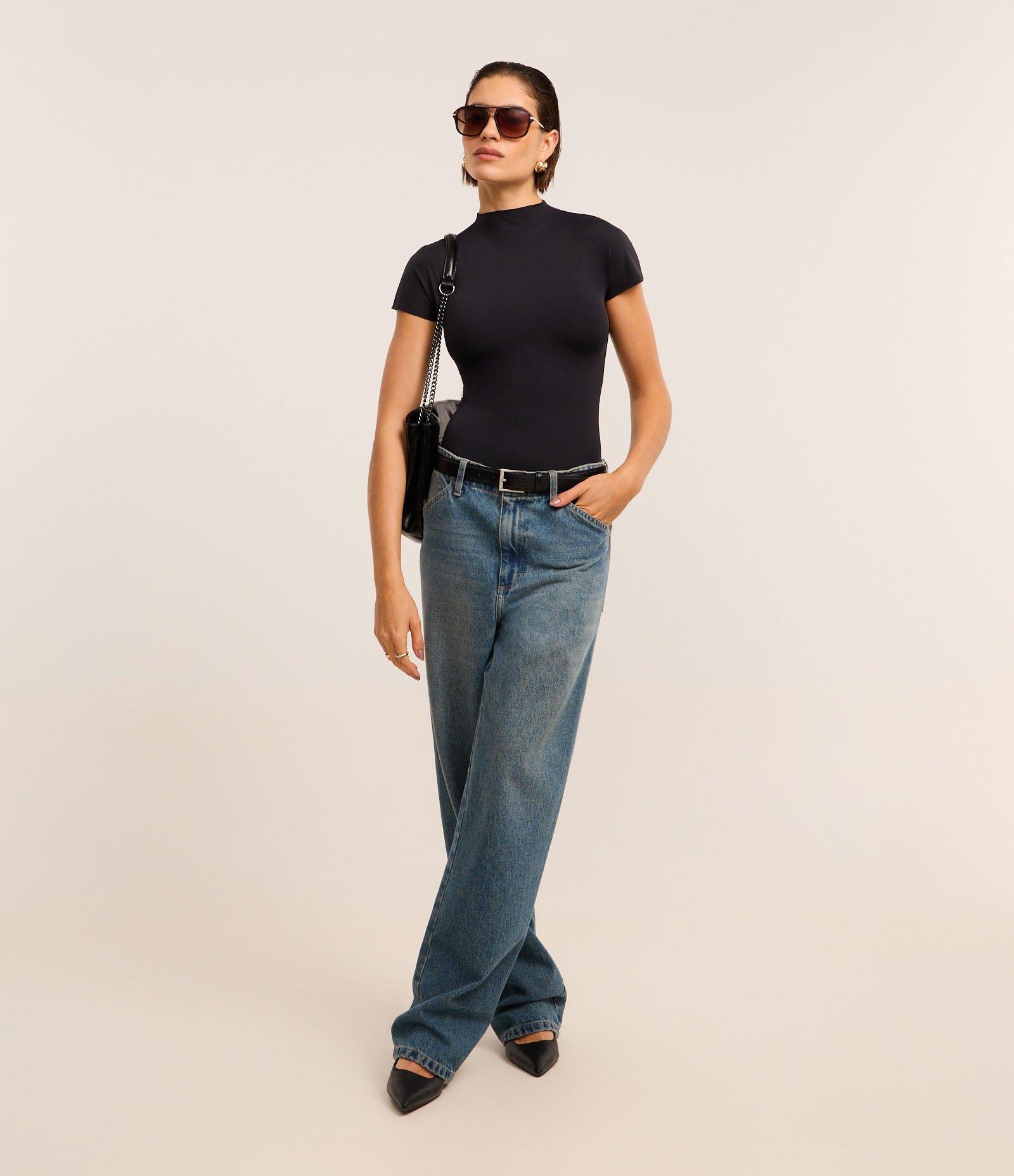 Body em Microfibra com Golinha Média Preto 2