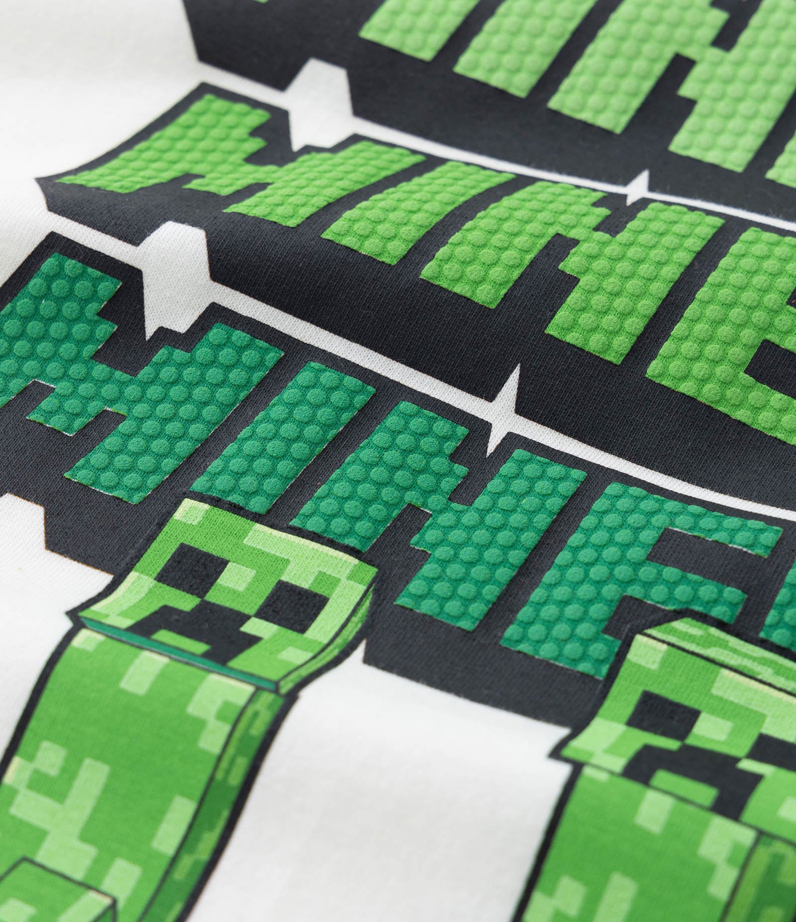 Camiseta Comfort Infantil com Estampa em Alto Relevo do Minecraft - Tam 5 a 14 anos Branco 3