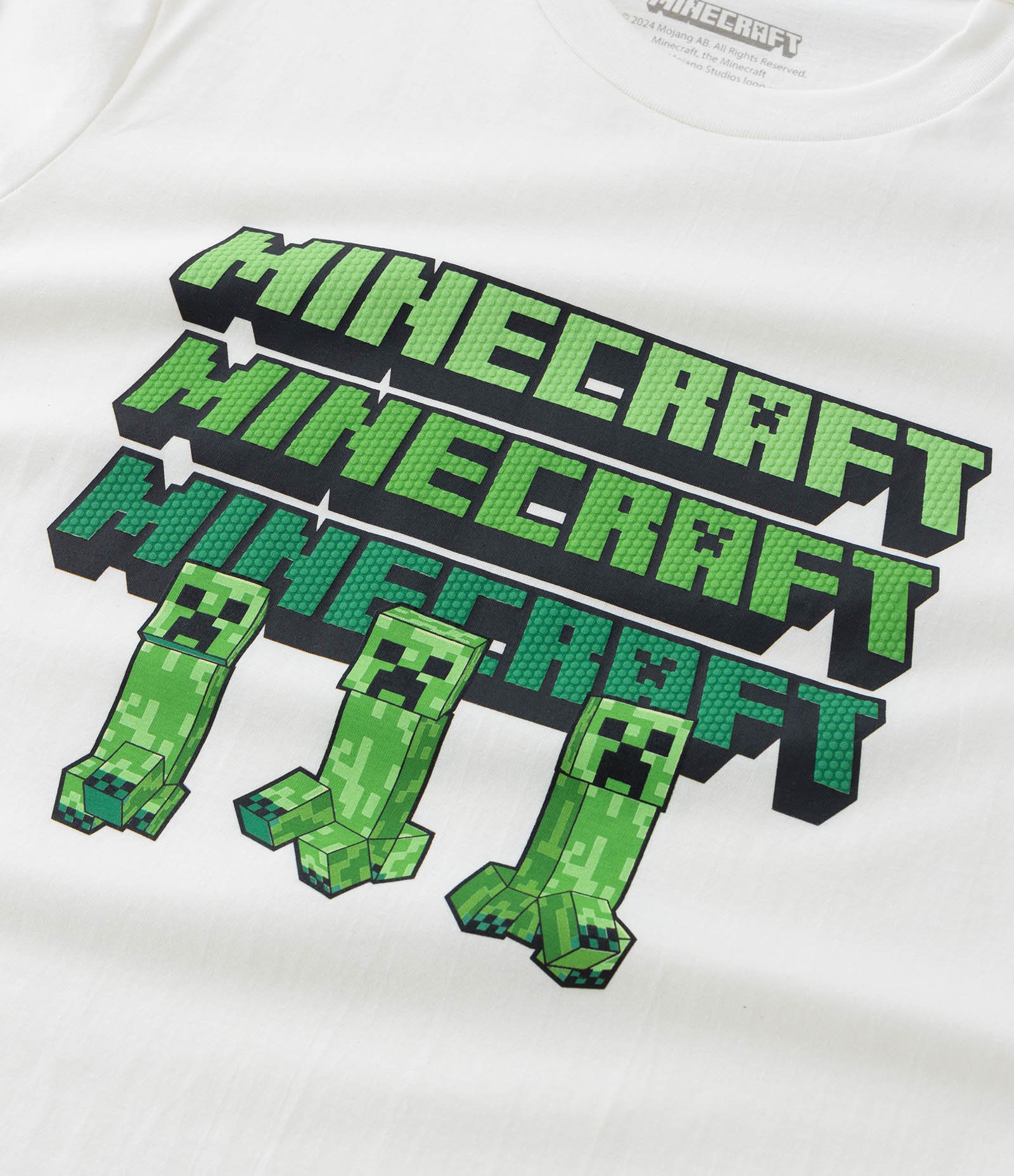 Camiseta Comfort Infantil com Estampa em Alto Relevo do Minecraft - Tam 5 a 14 anos Branco 4