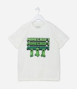 Camiseta Comfort Infantil com Estampa em Alto Relevo do Minecraft - Tam 5 a 14 anos