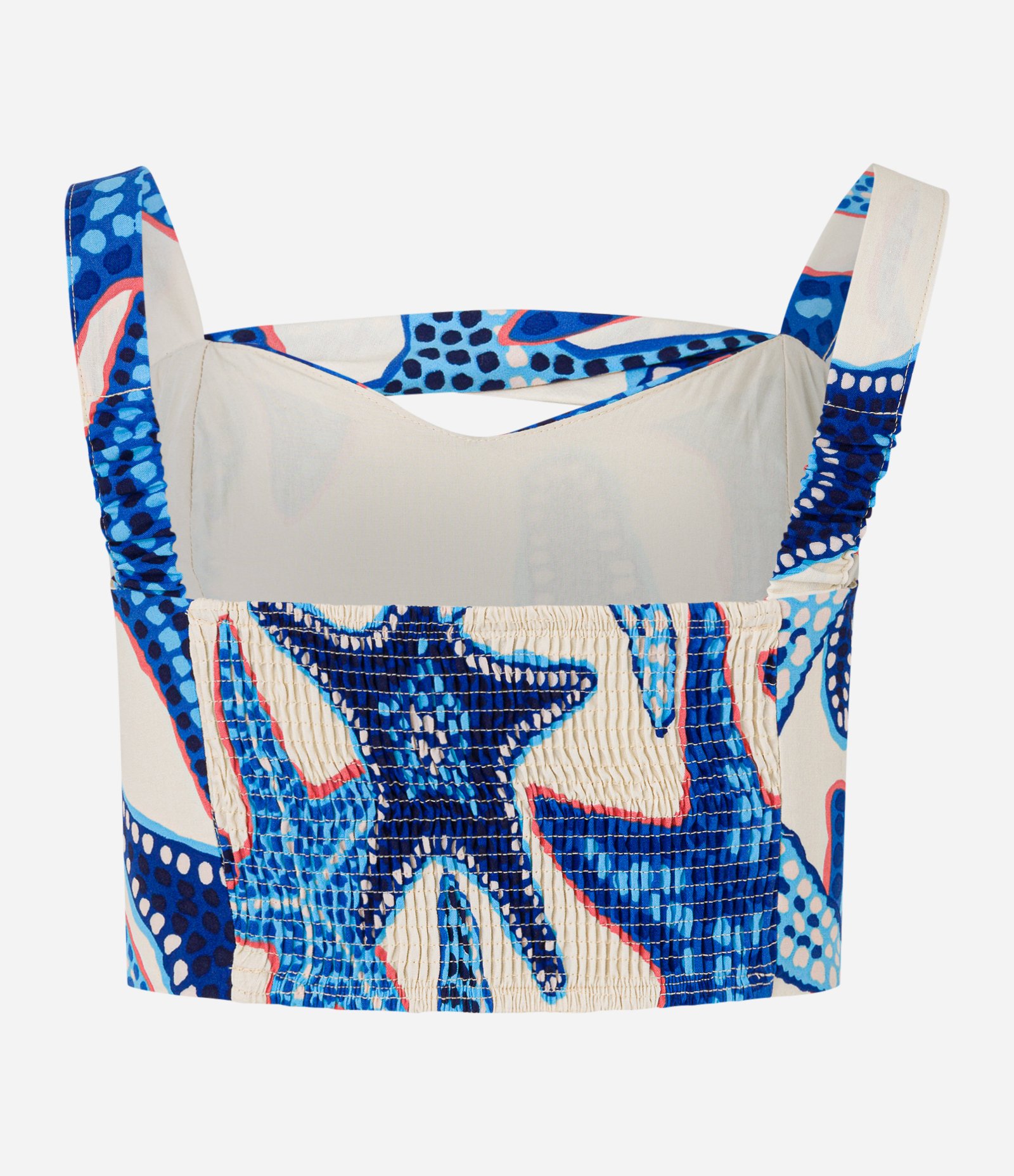 Blusa Cropped em Tricoline com Estampa Estrelas do Mar Azul 6