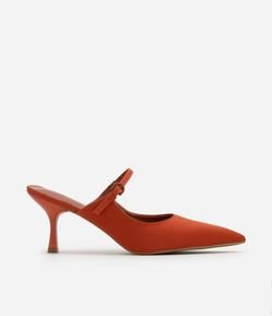 Sapato Scarpin Mule com Salto em Cetim