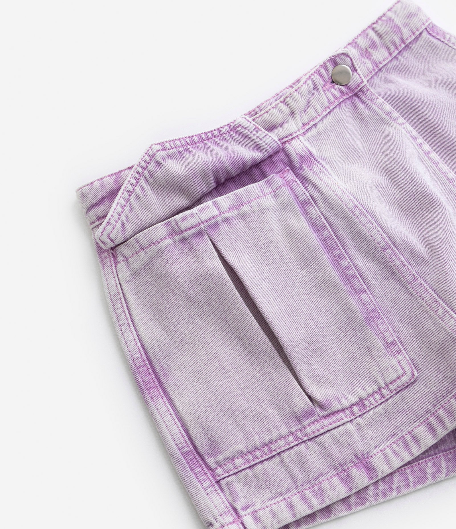 Short Saia Infantil em Sarja com Bolso Cargo - Tam 5 a 14 Anos Lilás 4
