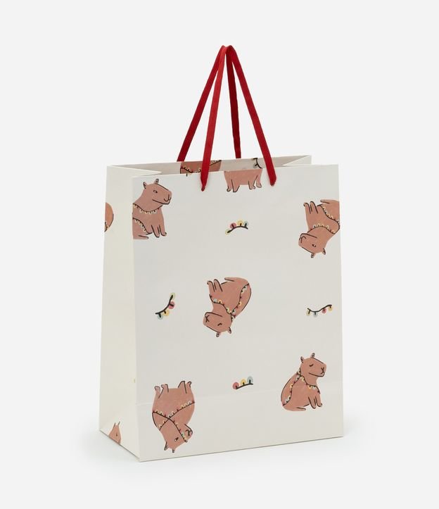 Embalagem de Presente Média com Estampa Capivaras Natalinas