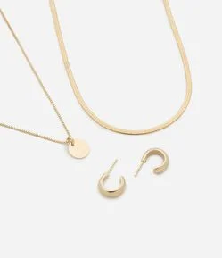 Conjunto de Colar Camadas e Brinco Argola Bold