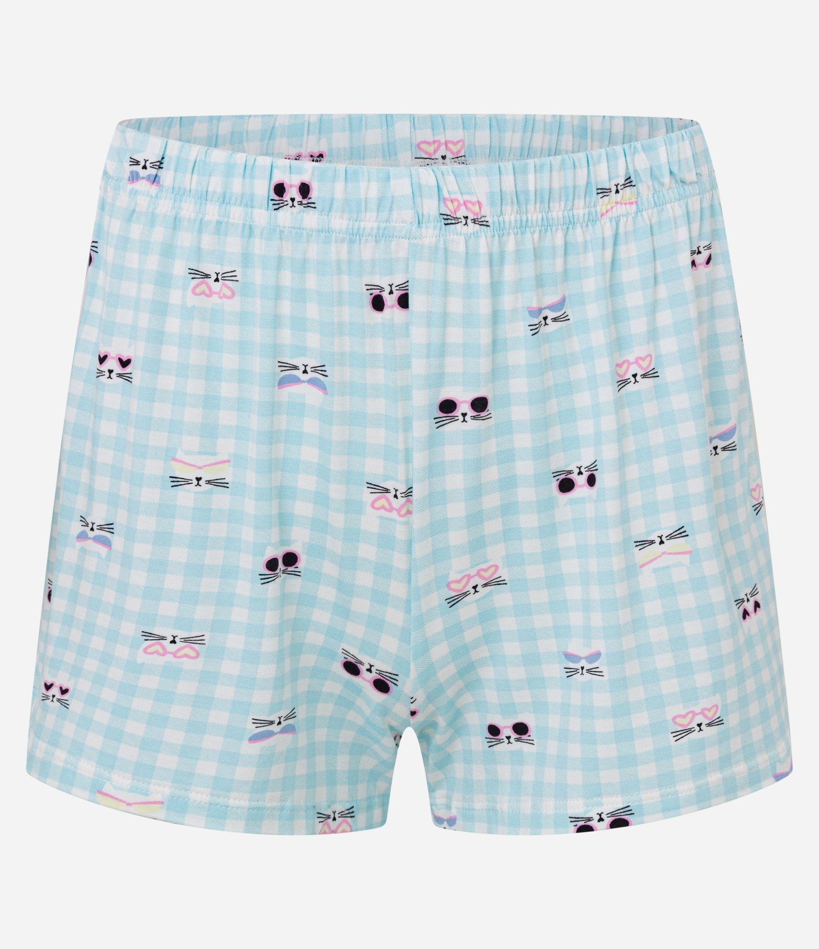 Pijama Short Doll Alcinha Estampa Gatinhos Branco/azul 7