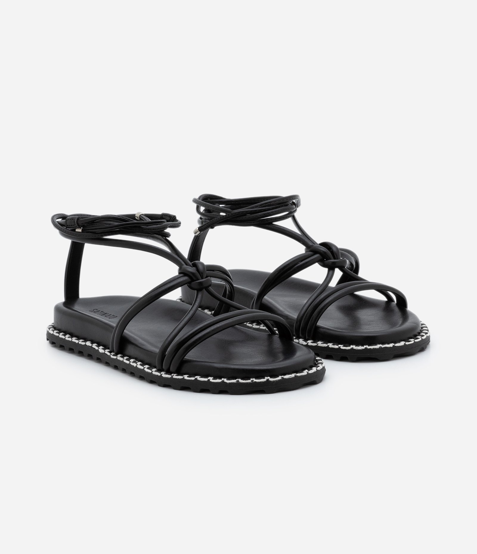 Sandália Sport Sandal Rasteira com Amarração e Solado Diferenciado Preto 2