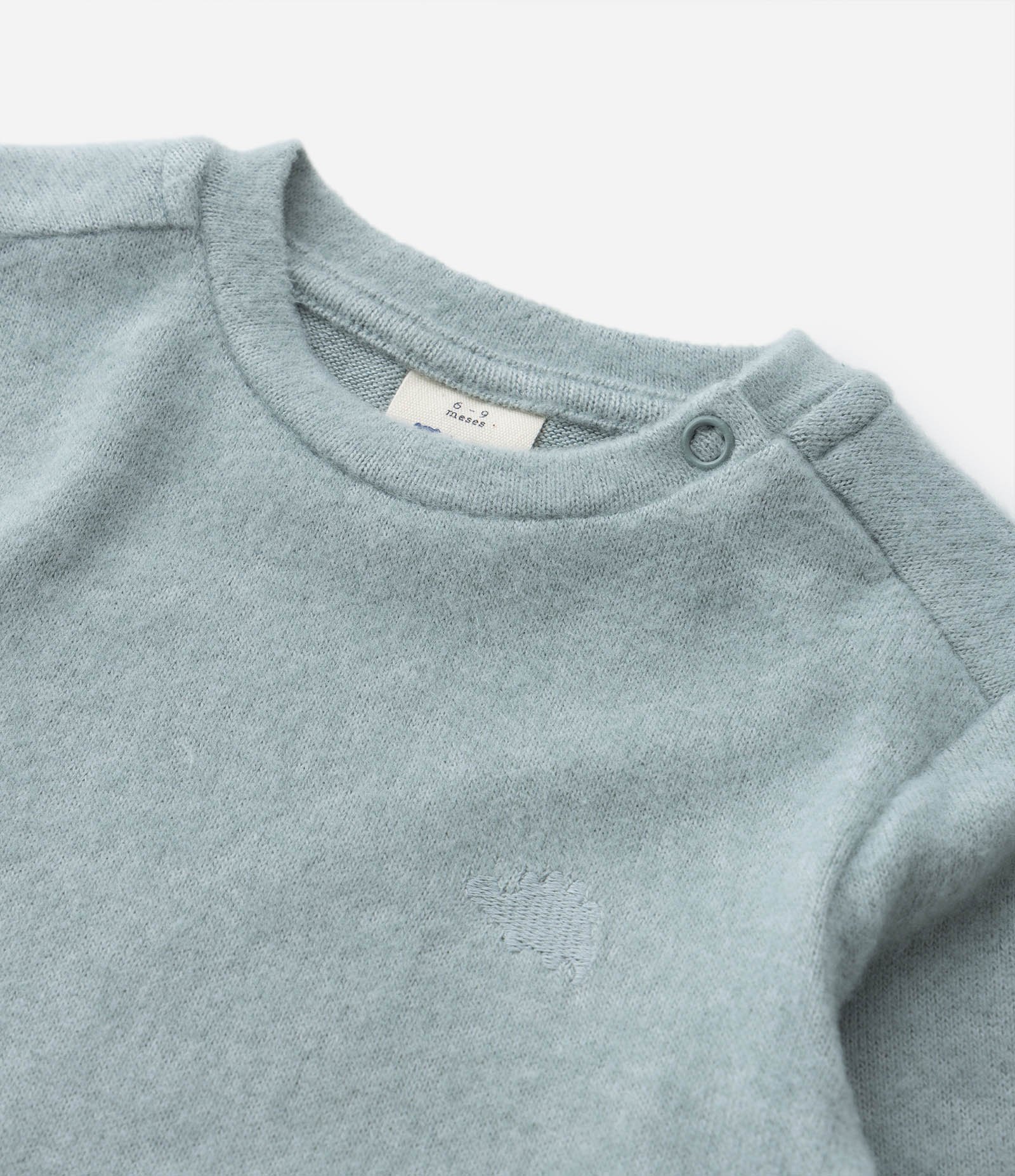 Blusão Infantil em Tricô com Efeito Flanelado e Bordado de Dino - Tam 0 a 18 Meses Cinza 5