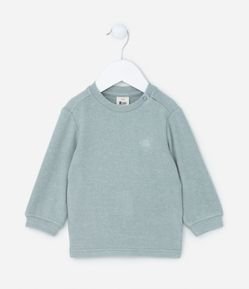 Blusão Infantil em Tricô com Efeito Flanelado e Bordado de Dino - Tam 0 a 18 Meses