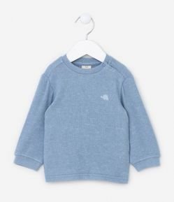 Blusão Infantil em Tricô com Efeito Flanelado e Bordado de Dino - Tam 0 a 18 Meses