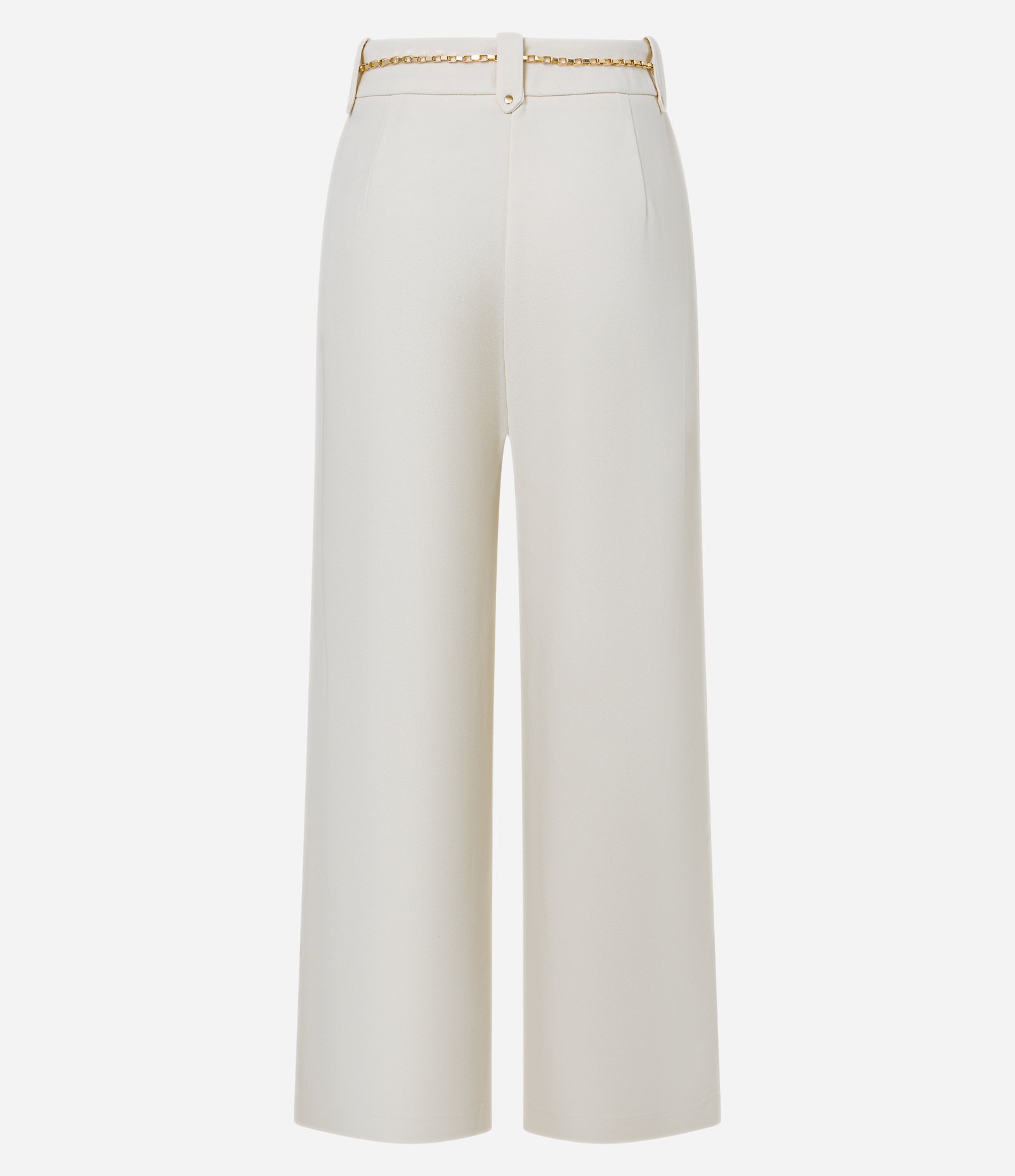 Calça Pantalona em Crepe com Cinto Corrente e Pregas Off White 5