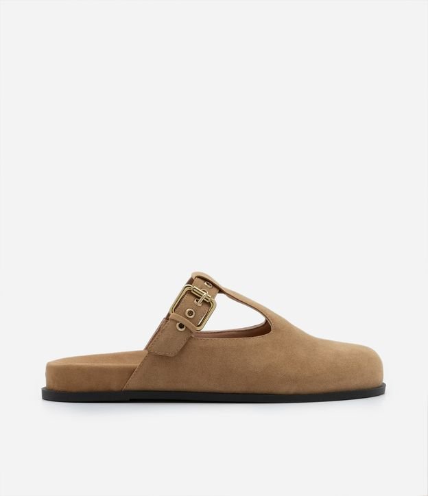 Sapato Mule com Bico Redondo e Fivela