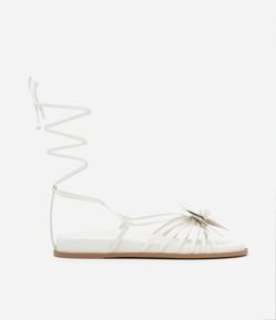Sandália Sport Sandal Rasteira com Amarração e Maxi Flor Aplicada