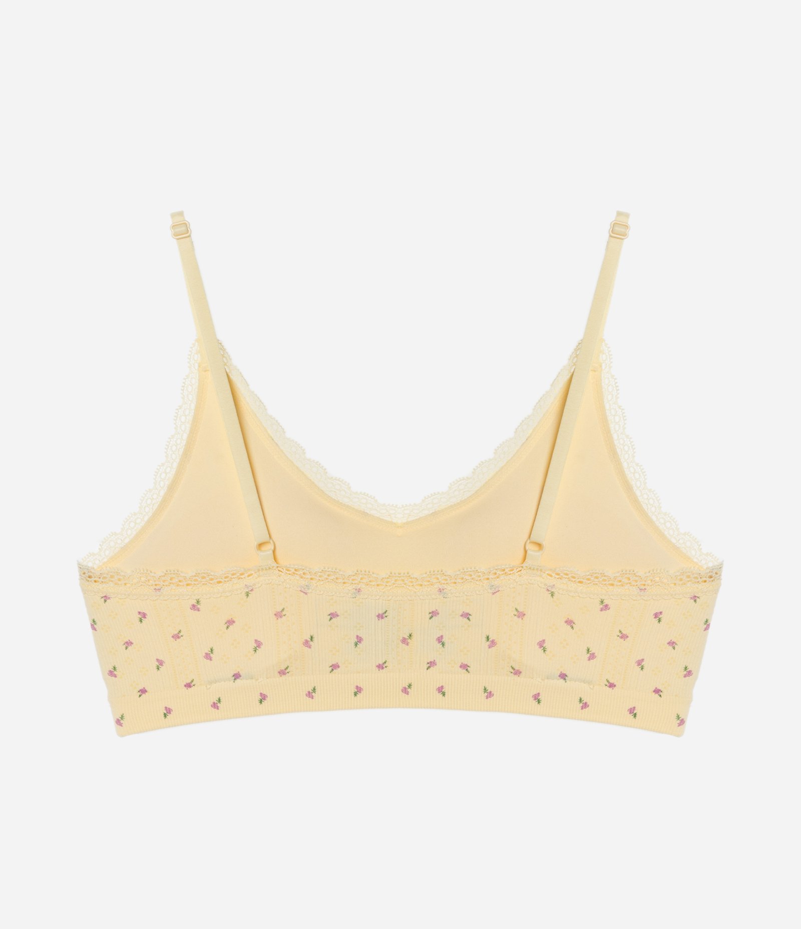Sutiã Top Sem Costura com Detalhe de Renda e Estampa Floral Bege 6