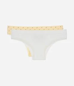 Kit 2 Calcinhas Biquíni Sem Costura com Estampa Floral