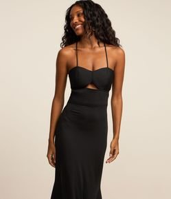 Vestido New midi em Jersey com Pespontado e Saia Sereia