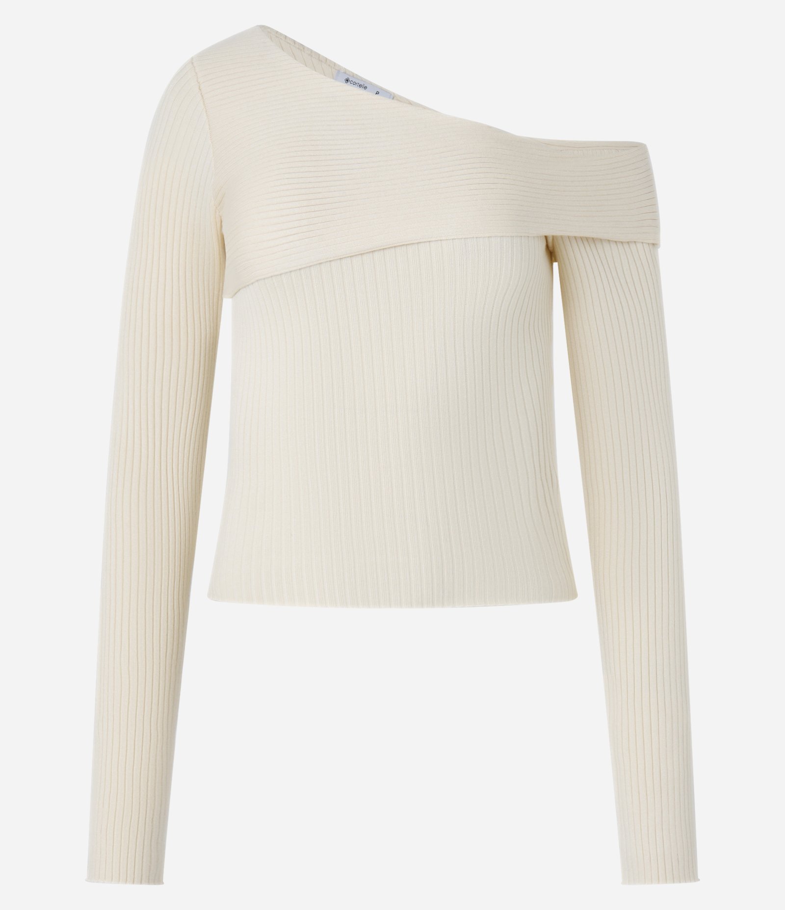 Blusa Ombro Só em Tricô Canelado Bege 1