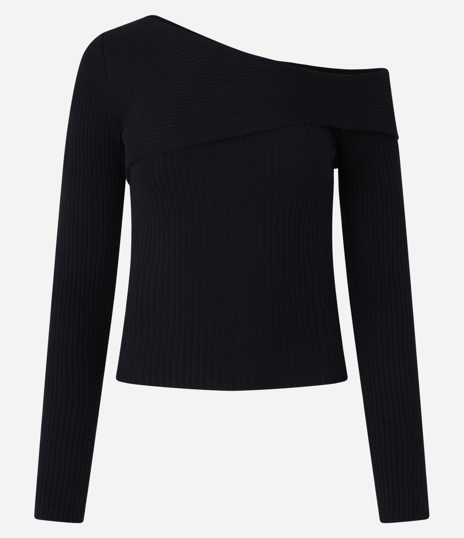 Blusa Ombro Só em Tricô Canelado Preto 1