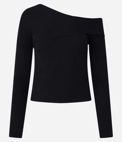 Blusa Ombro Só em Tricô Canelado