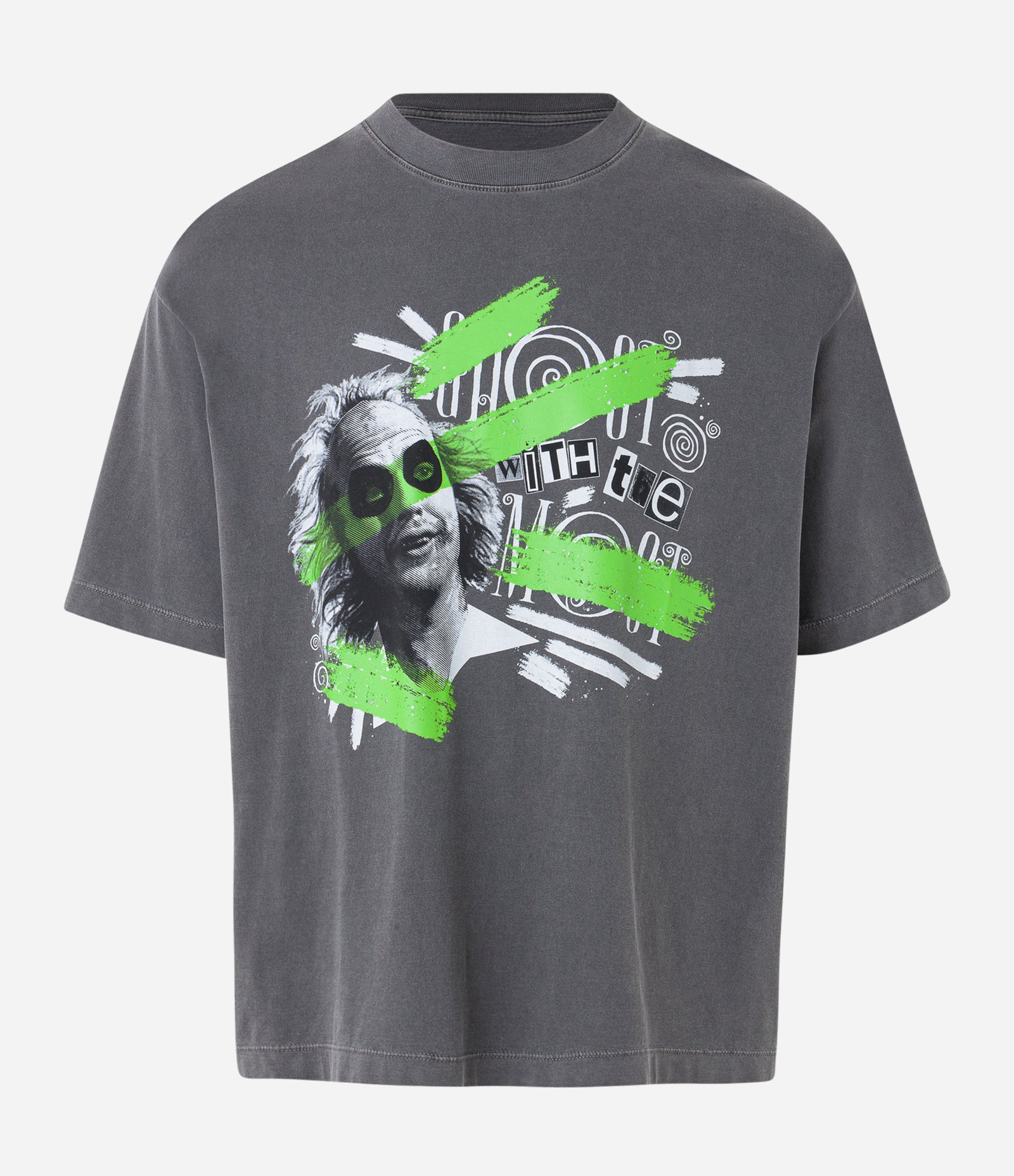 Camiseta Boxy em Algodão com Estampa Beetlejuice Cinza 3
