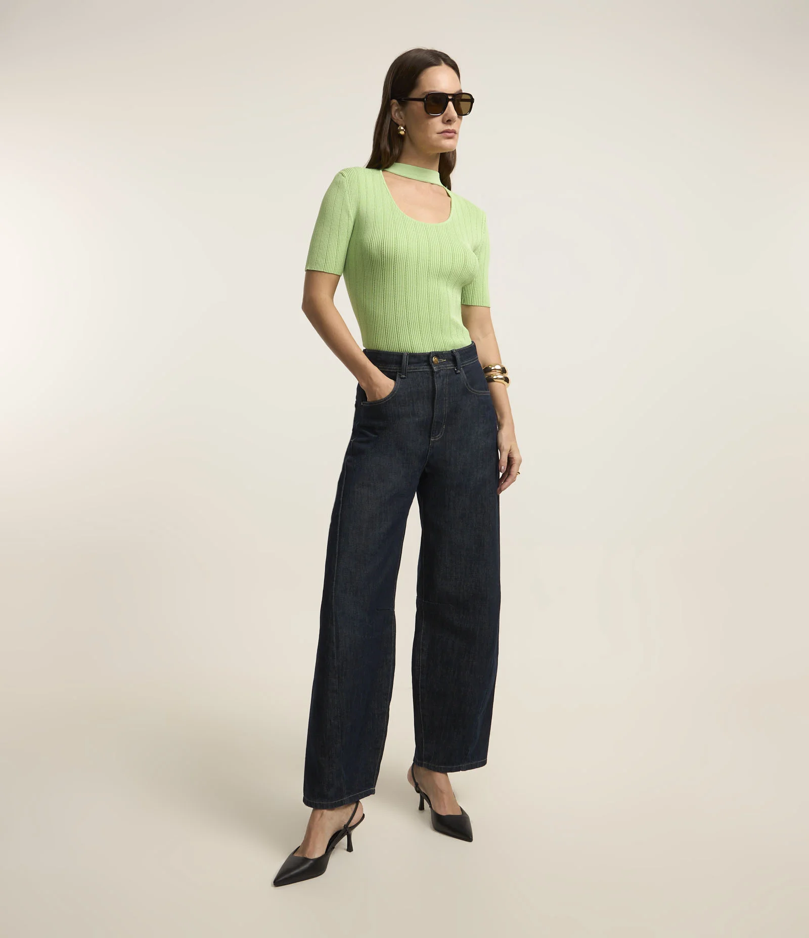 Blusa Manga Curta em Tricot Verde 2