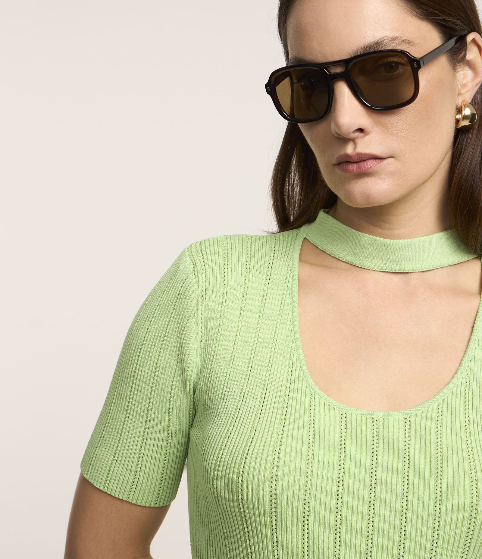 Blusa Manga Curta em Tricot Verde 4