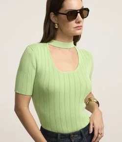 Blusa Manga Curta em Tricot